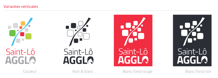 Présentation du logo et de ses variantes dans la charte graphique de St-Lô et de son agglomération